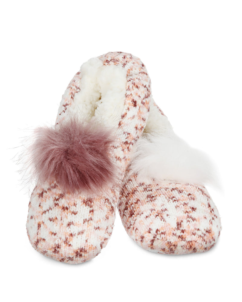 Speckled Chenille Interchangeable Pom Pom Slippers