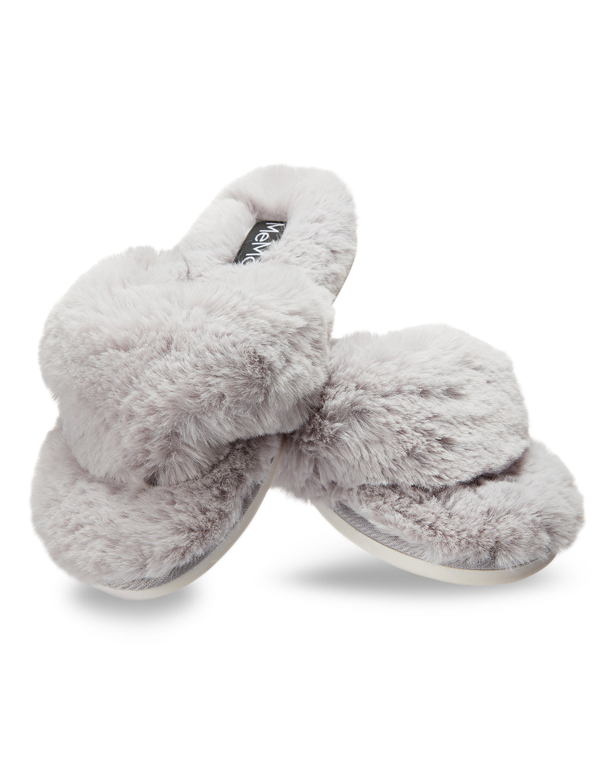 Women's Fuzzy Plush Thong Slippers : Color: Gray