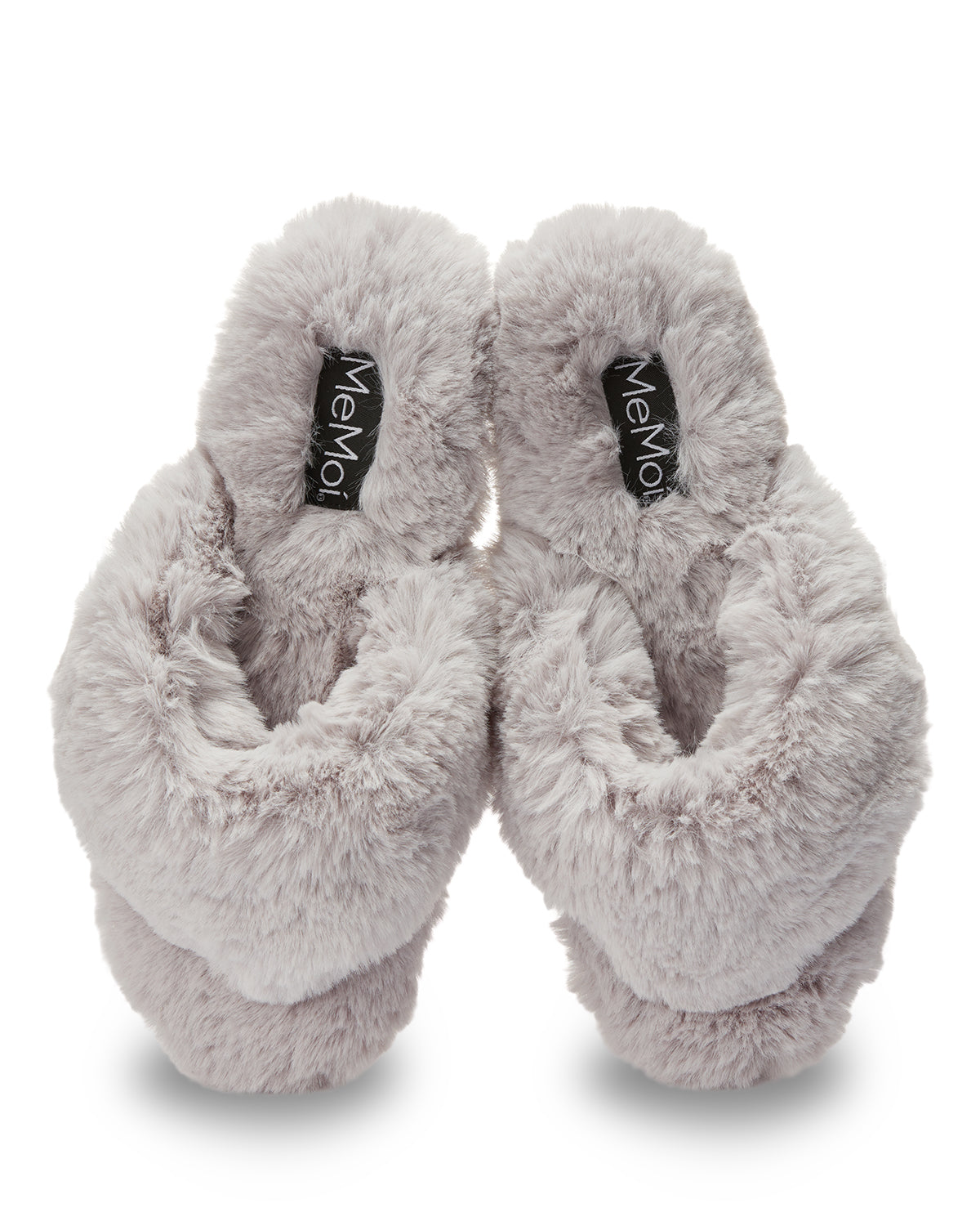 Women's Fuzzy Plush Thong Slippers : Color: Gray