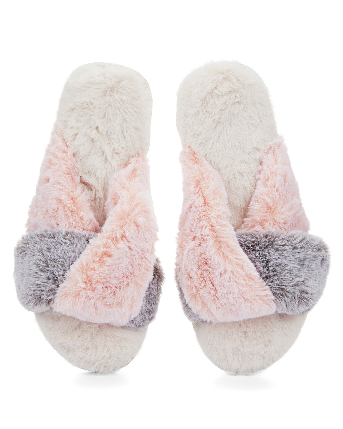 The Rita Plush Open-Toe Slippers : Color: Ivory