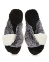 The Rita Plush Open-Toe Slippers : Color: Black