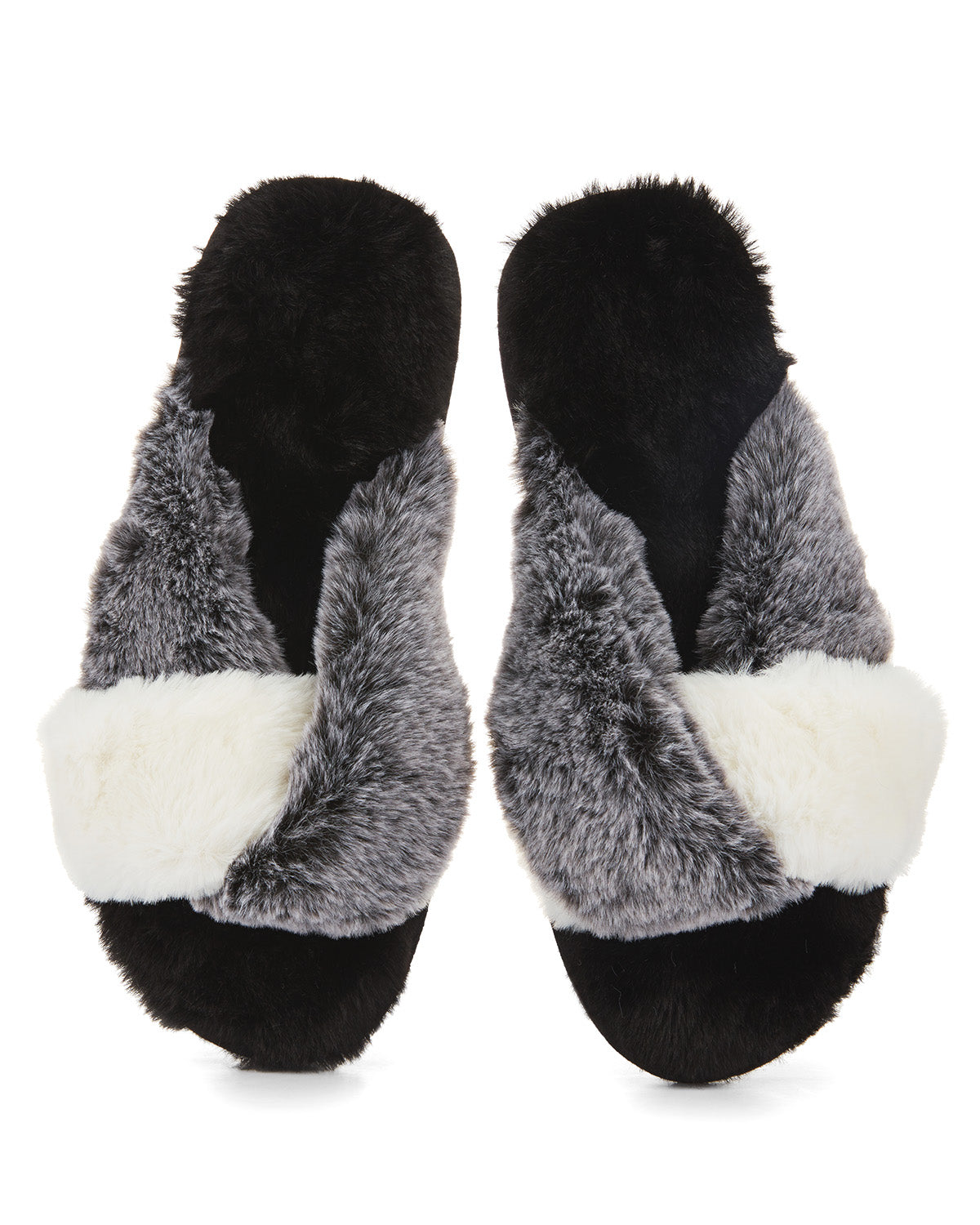 The Rita Plush Open-Toe Slippers : Color: Black