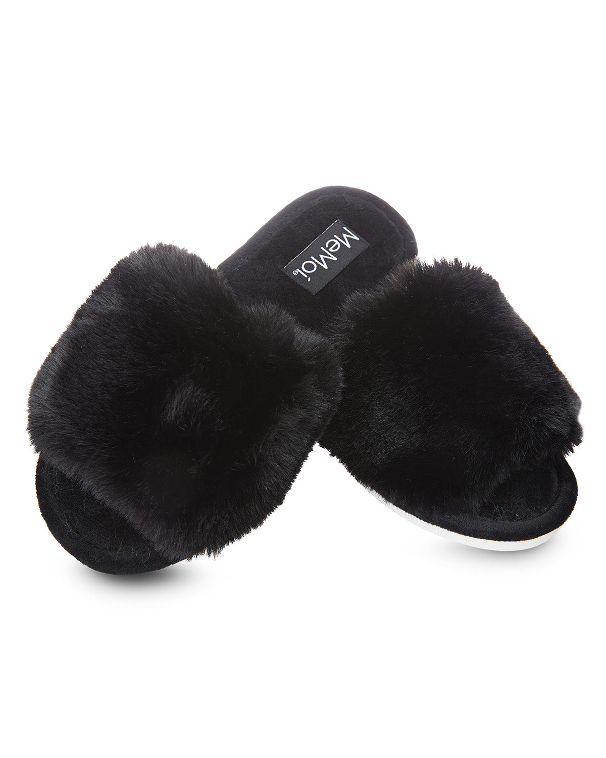 The Bette Plush Open-Toe Slipper : Color: Black