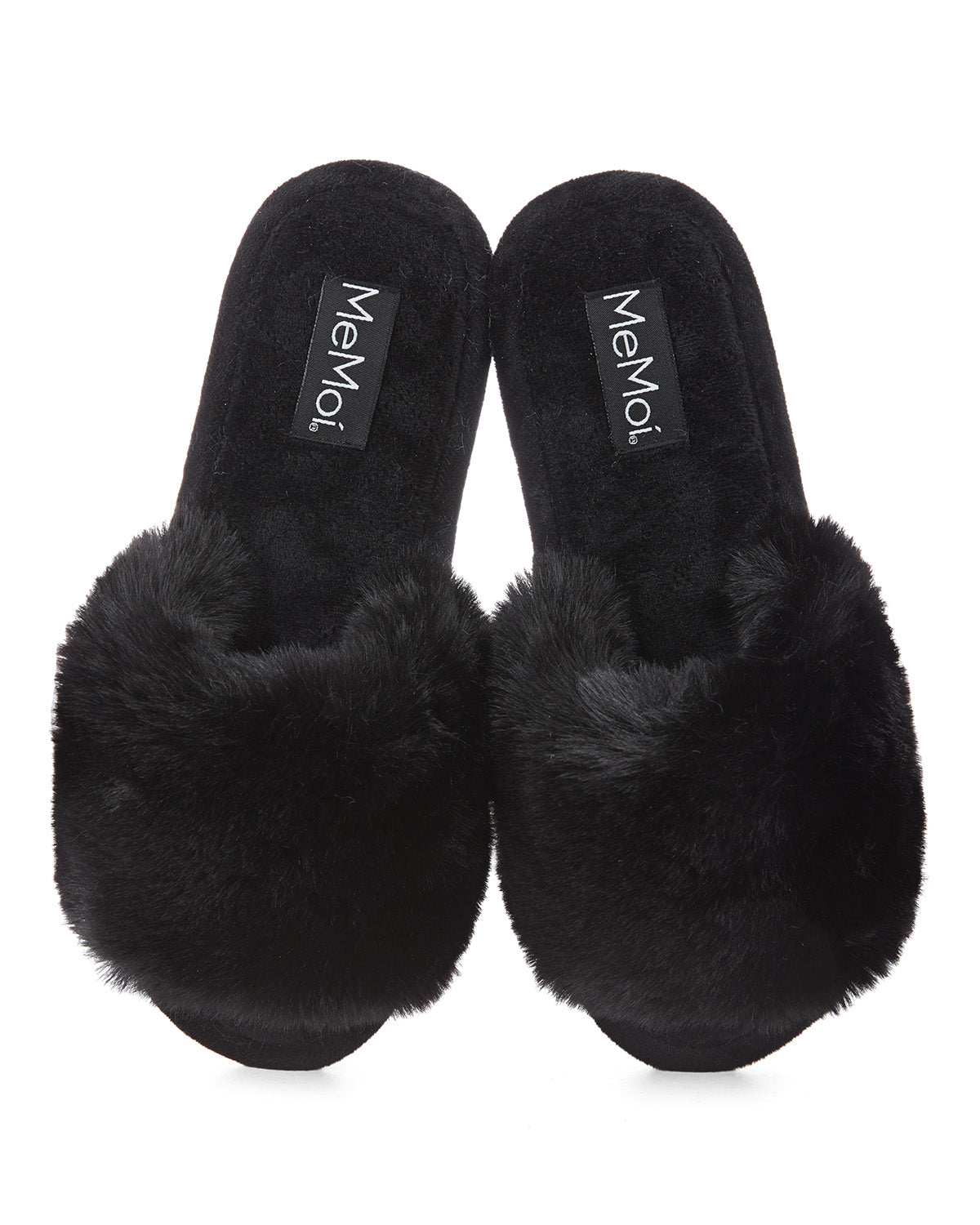 The Bette Plush Open-Toe Slipper : Color: Black