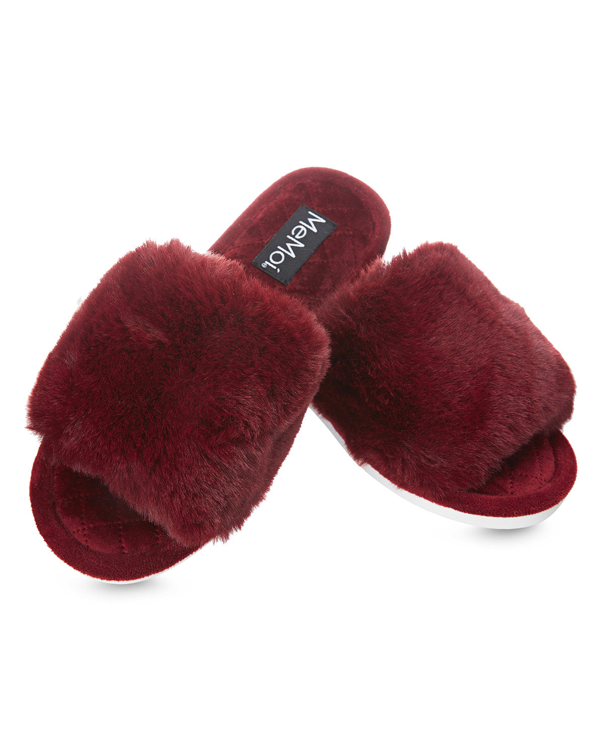 The Bette Plush Open-Toe Slipper : Color: Burgundy