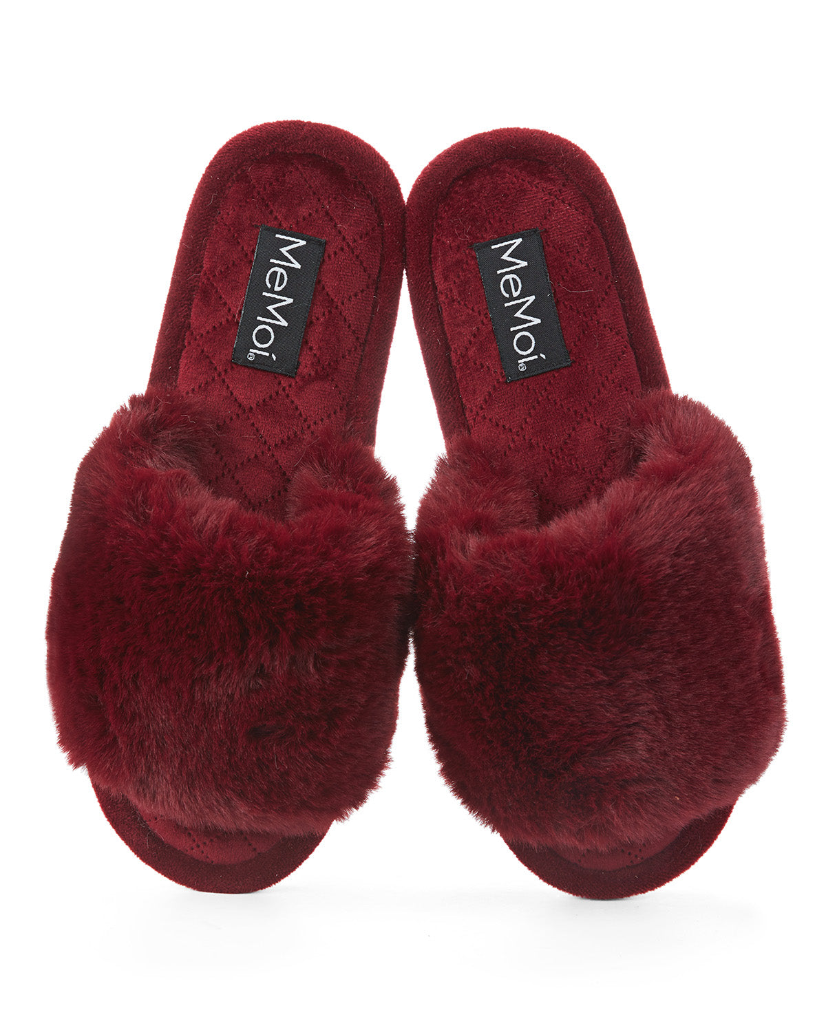 The Bette Plush Open-Toe Slipper : Color: Burgundy