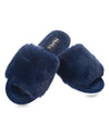 The Bette Plush Open-Toe Slipper : Color: Navy