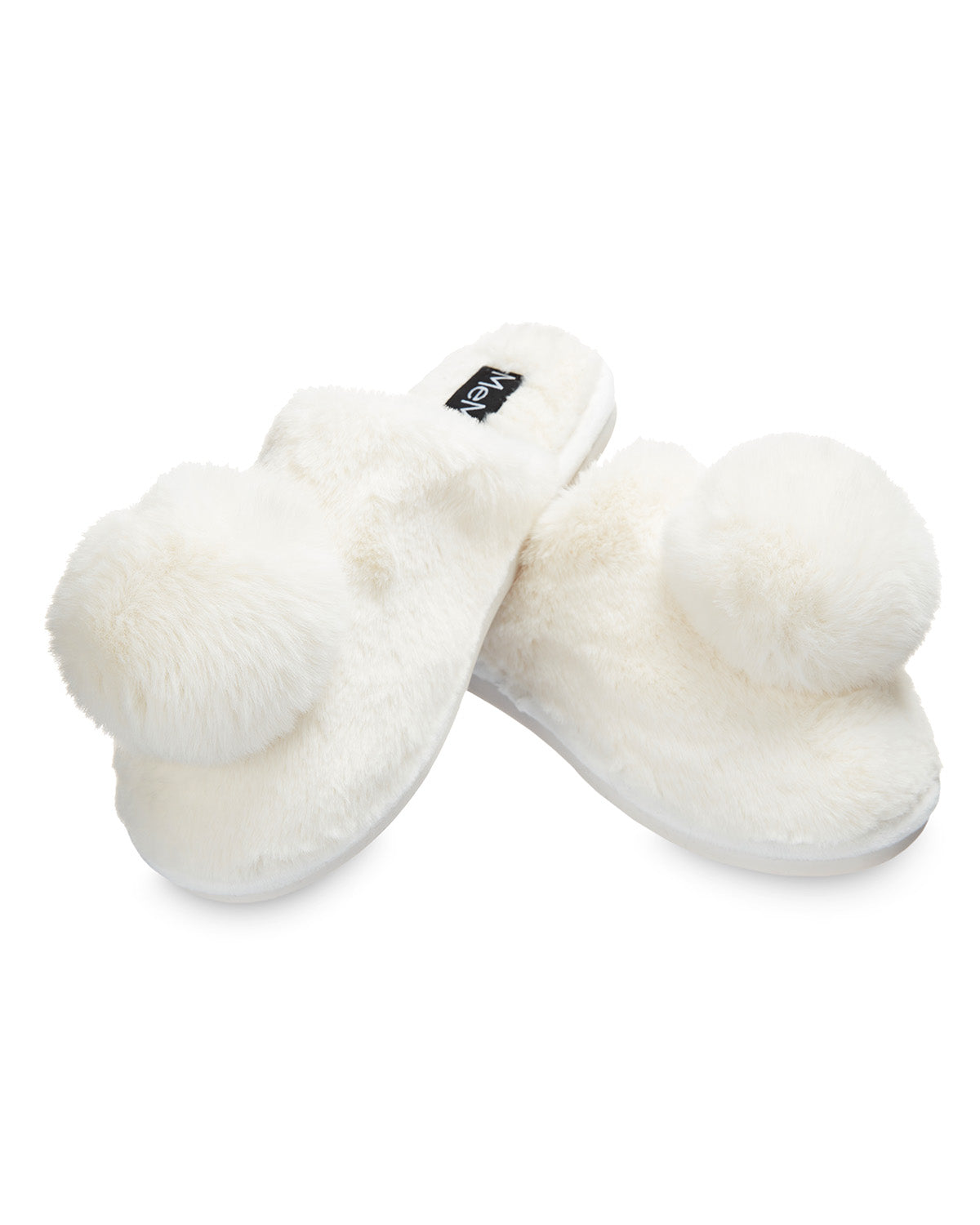 The Gloria Plush Pom-Pom Slippers : Color: Ivory