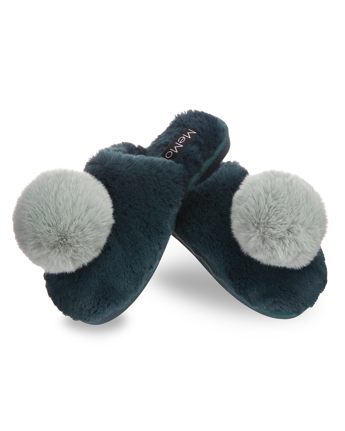 The Gloria Plush Pom-Pom Slippers : Color: Navy