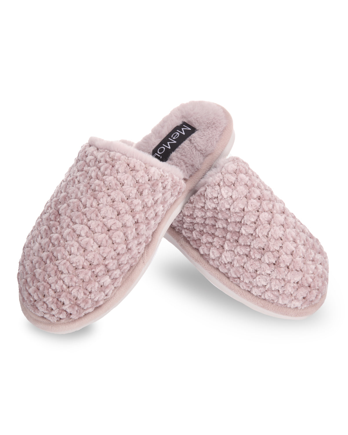 Women's Woven Chenille Textured Hard Bottom Plush Slippers : Color: Lt . Lavender