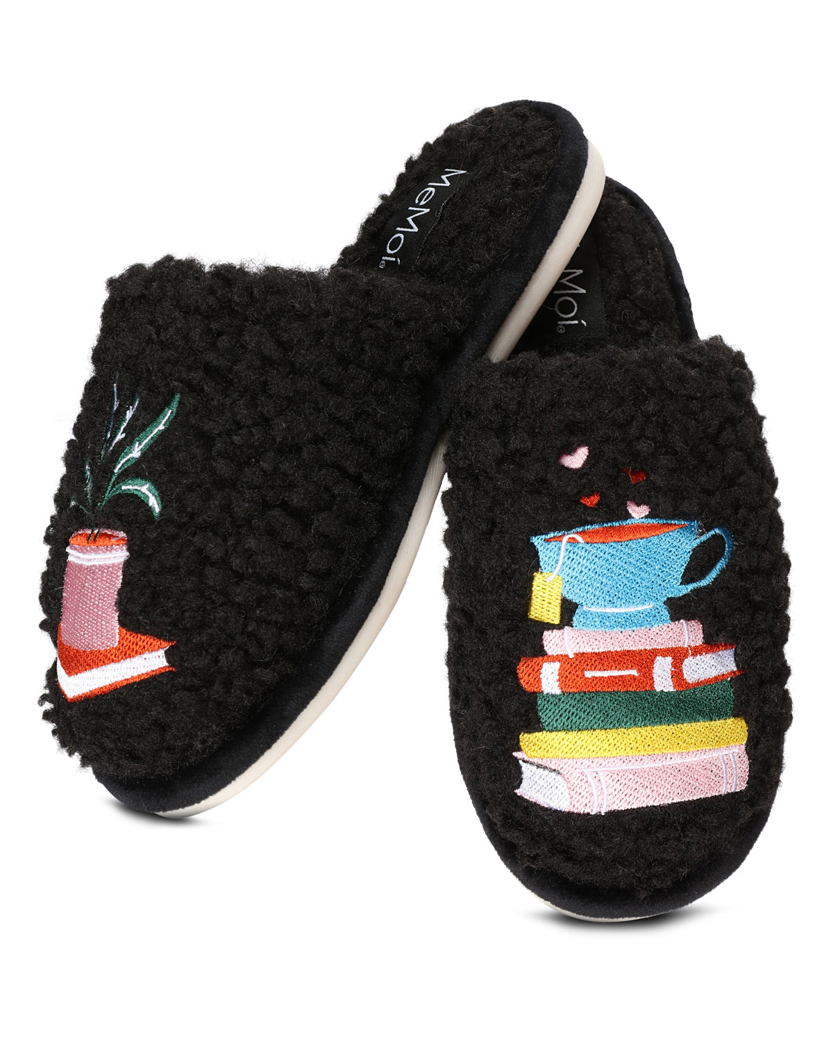 Women's Book Club Plush Slippers : Color: Black
