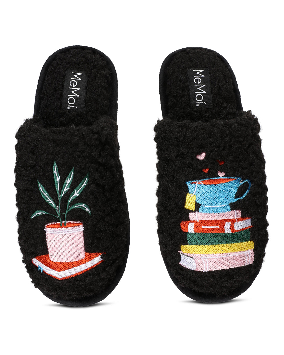 Women's Book Club Plush Slippers : Color: Black