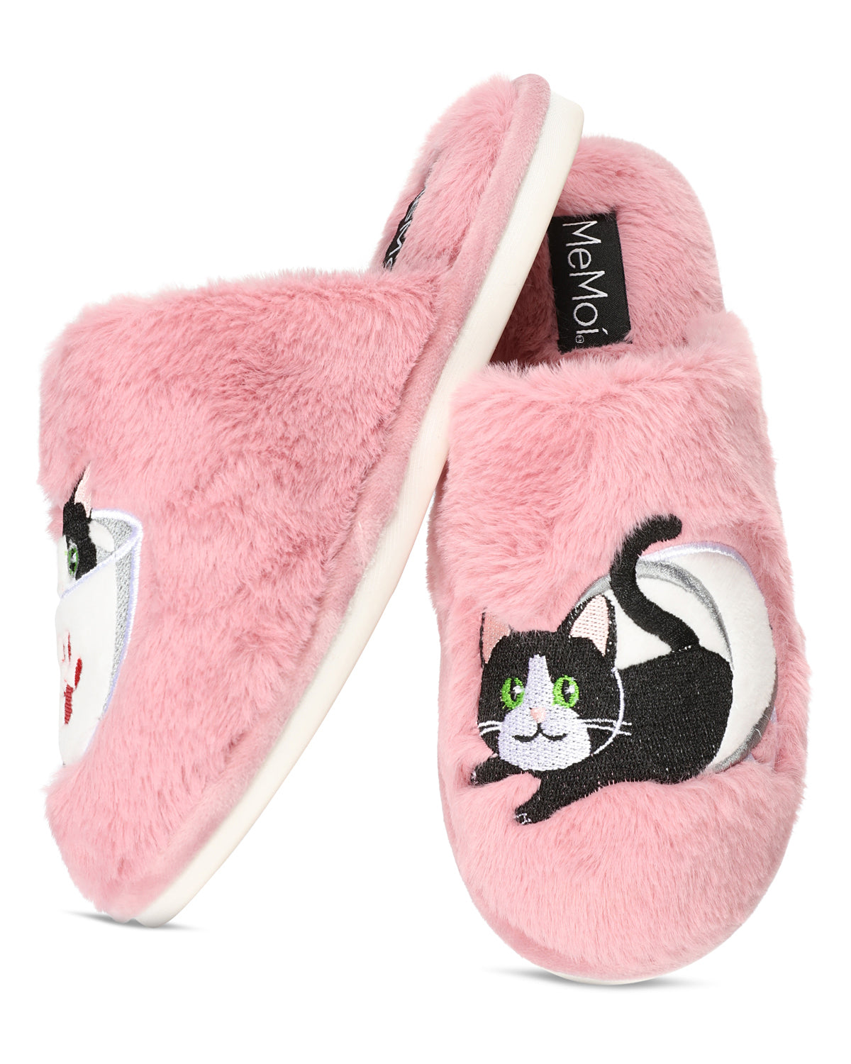 Women's Teacup Kitty Plush Slippers : Color: Mauve