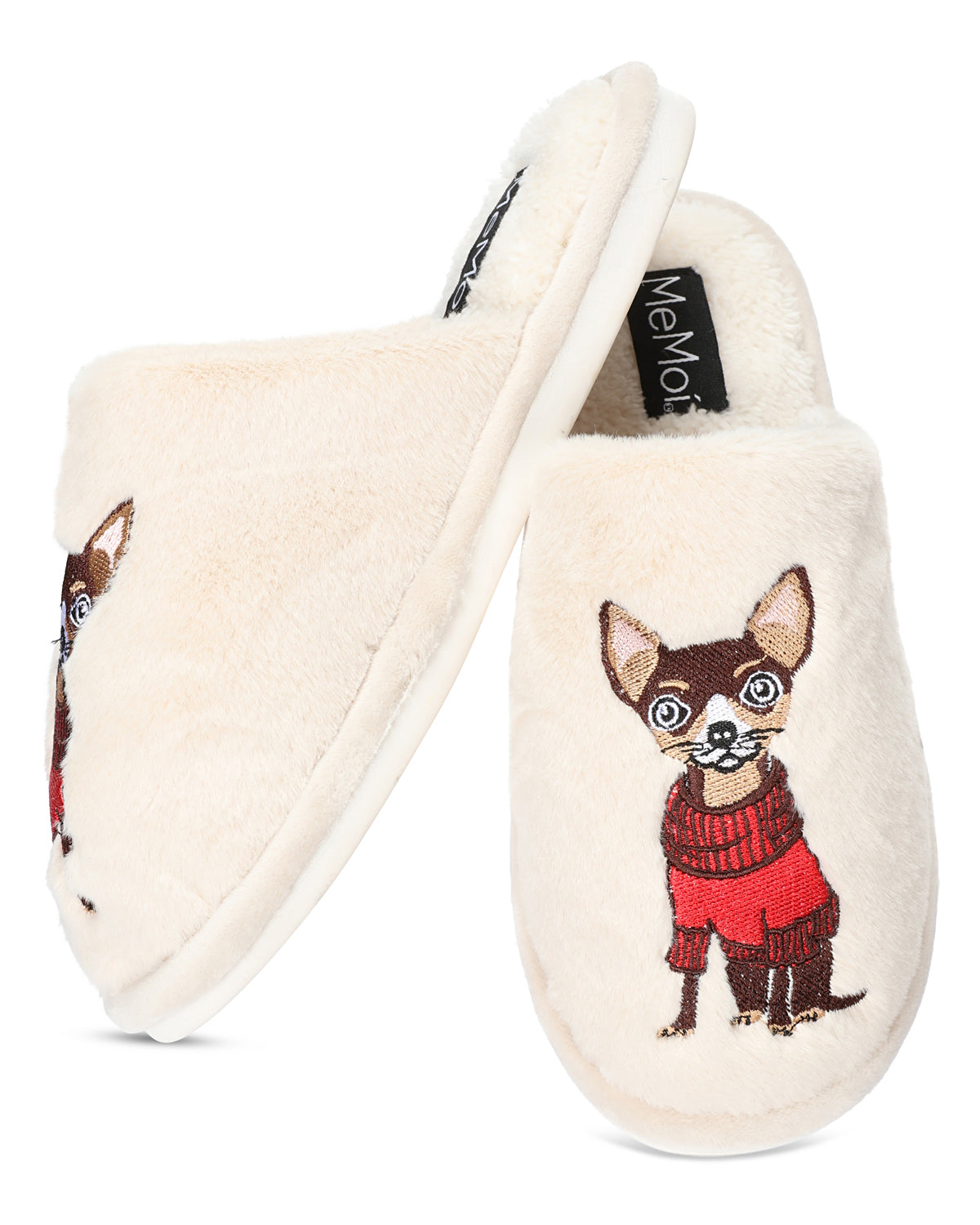 Women's Cozy Dog Plush Slippers : Color: Buff