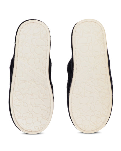 Women's Happy Weed Plush Slippers : Color: Black