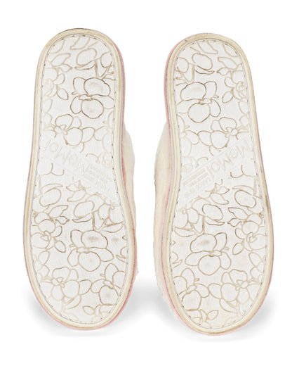 Women's 3D Heart Plush Slippers : Color: Ivory