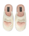 Women's 3D Heart Plush Slippers : Color: Ivory