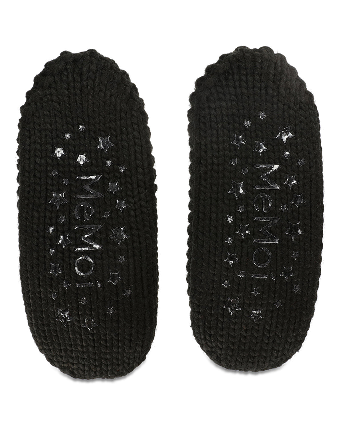Women's Pompom Recycled Knit Sherpa Lined Slippers : Color: Black
