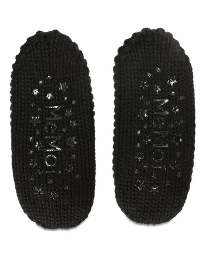 Women's Pompom Recycled Knit Sherpa Lined Slippers : Color: Black