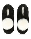 Women's Pompom Recycled Knit Sherpa Lined Slippers : Color: Black