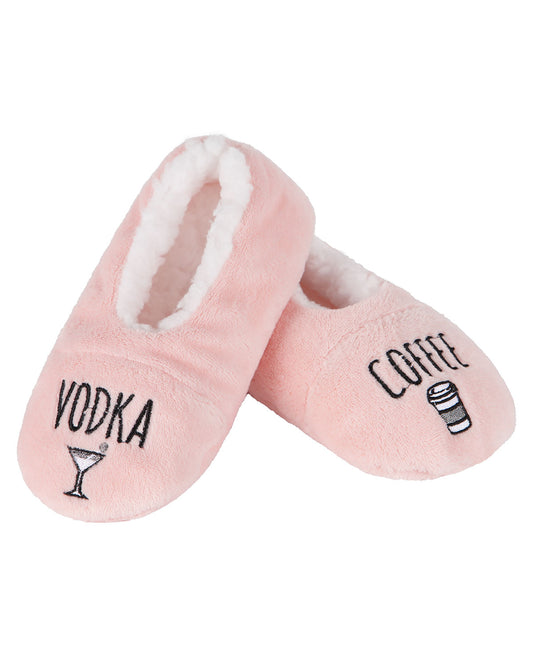 Women's Coffee & Vodka Sherpa Lined Slippers : Color: Pink