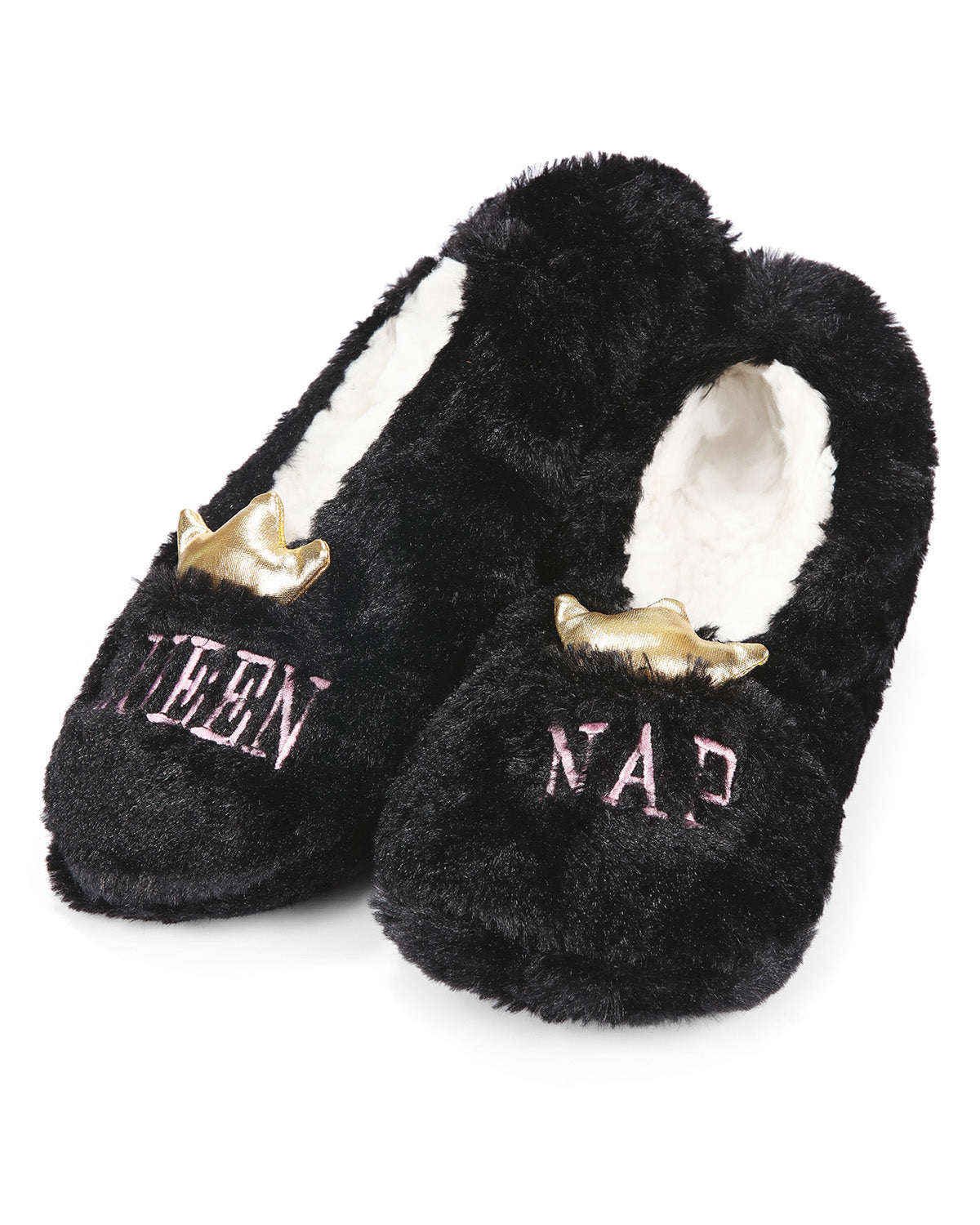 Women's Nap Queen Sherpa Lined Slippers : Color: Black
