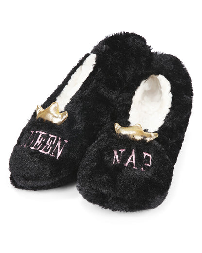 Women's Nap Queen Sherpa Lined Slippers : Color: Black