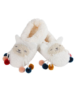 Pantoufles doubl es de peluche Lama pom pom bestiole