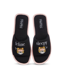 MeMoi Feline Sleepy Open-Toe Slippers