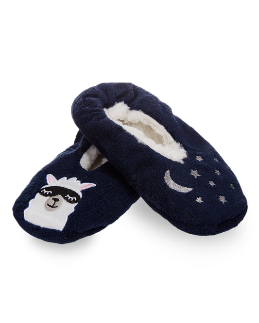 Women's Luxe Llama Sherpa Lined Slippers : Color: Navy