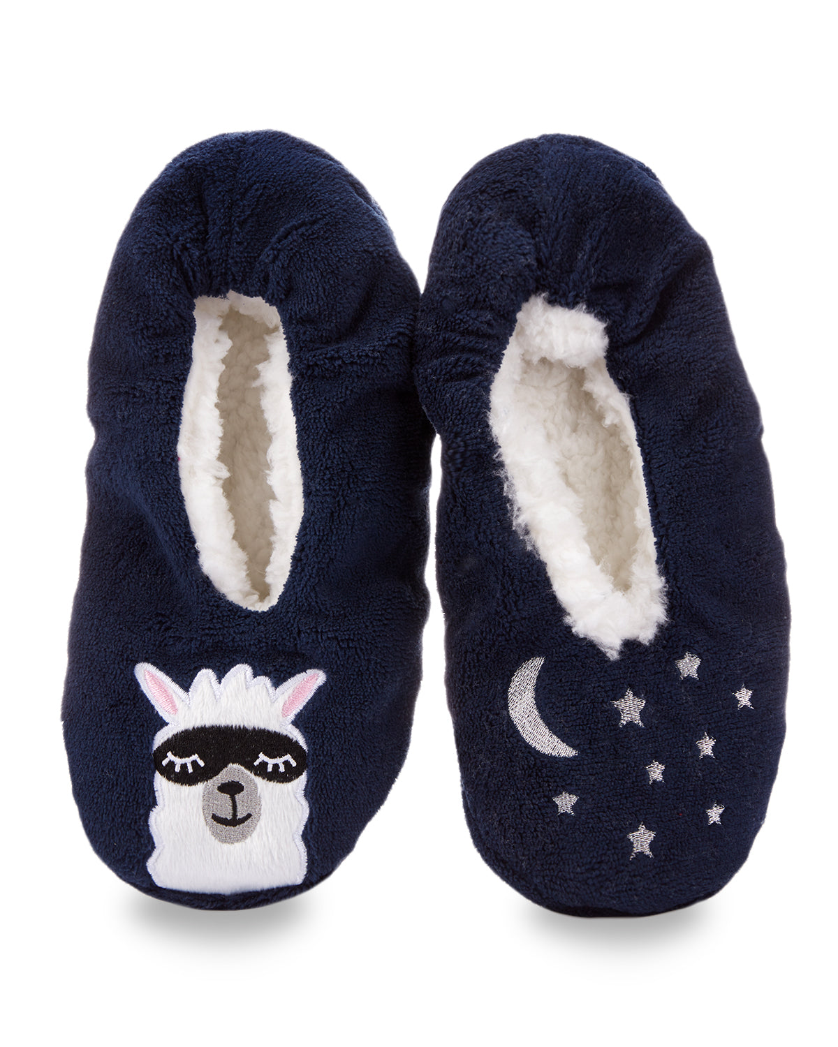 Women's Luxe Llama Sherpa Lined Slippers : Color: Navy