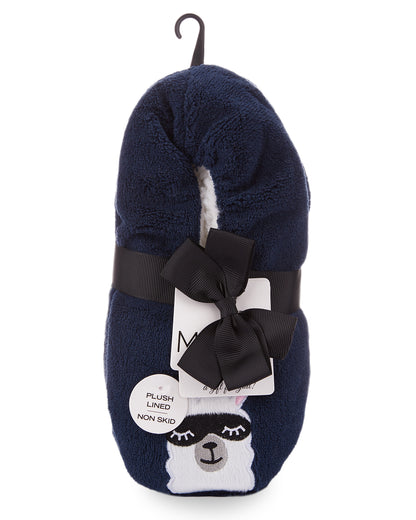 Women's Luxe Llama Sherpa Lined Slippers : Color: Navy