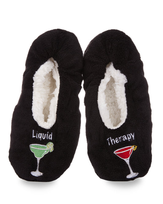 Women's Liquid Therapy Sherpa-Lined Slippers : Color: Black