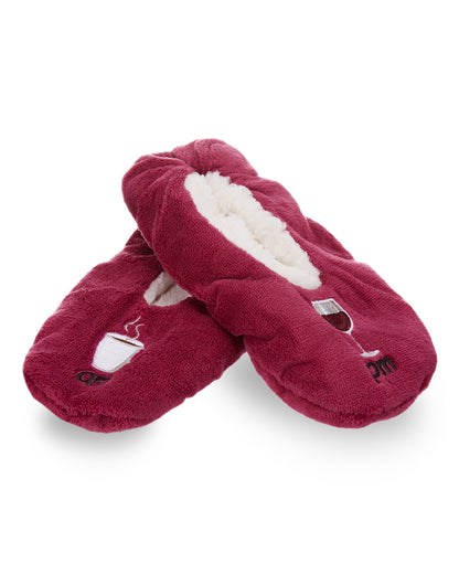 Women's Morning Brew/Night Cap Sherpa Lined Slippers : Color: Mulberry