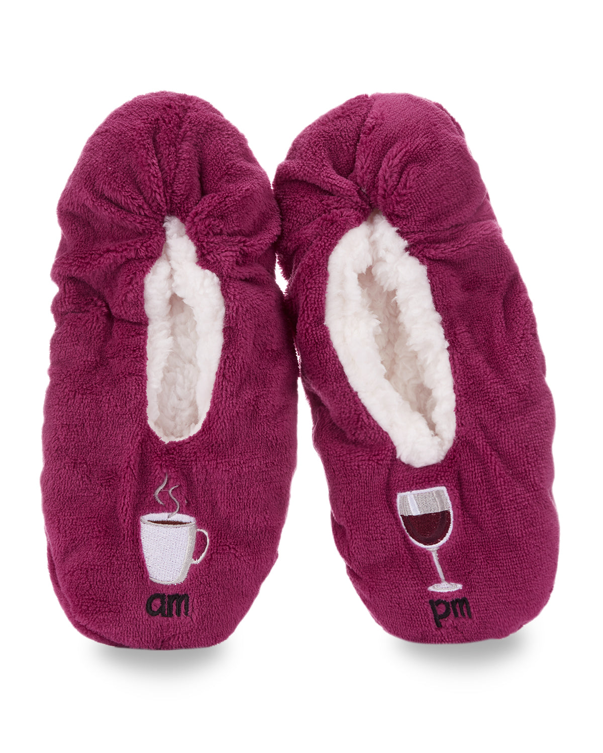 Women's Morning Brew/Night Cap Sherpa Lined Slippers : Color: Mulberry