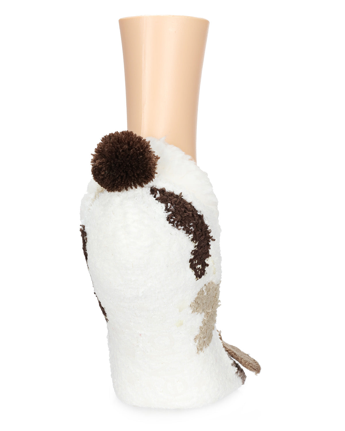 Women's Puppy Embellished Plush Lined Slippers : Color: Ivory