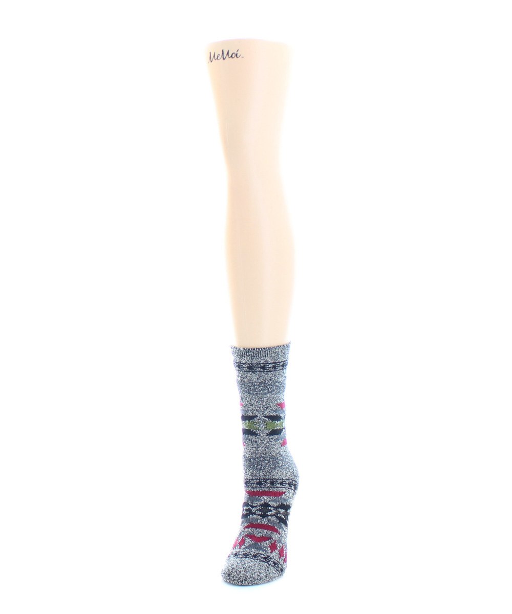Soft & Cozy Aztec Patterned Crew Length Boot Socks : Color: Black