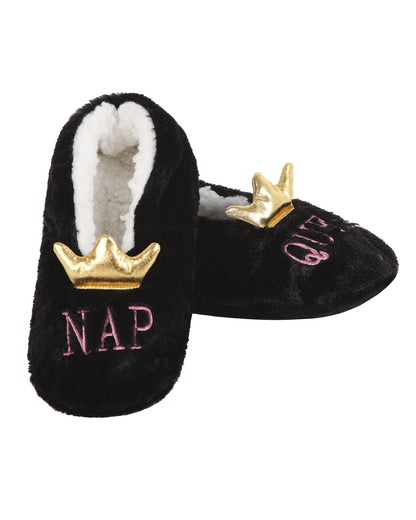 Women's Nap Queen Sherpa Lined Slippers : Color: Black