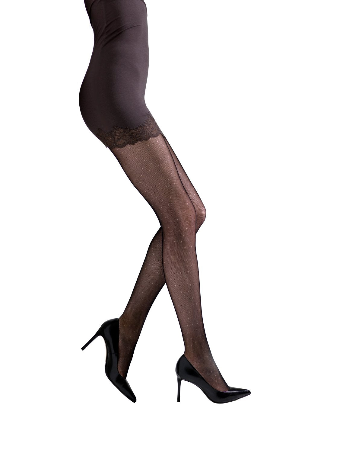 Women's Bristles Shine Nylon Net Tights : Color: Black
