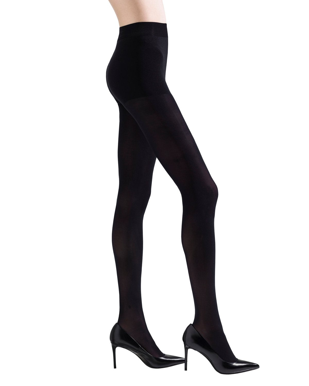 Women's 2 Pair Pack Natori Velvet Touch Opaque 80 Denier Control Top Tights : Color: Black