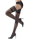 Natori Silky Sheer Lace Top Thigh High Stockings : Color: Black