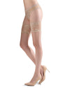 Natori Silky Sheer Lace Top Thigh High Stockings : Color: Honey
