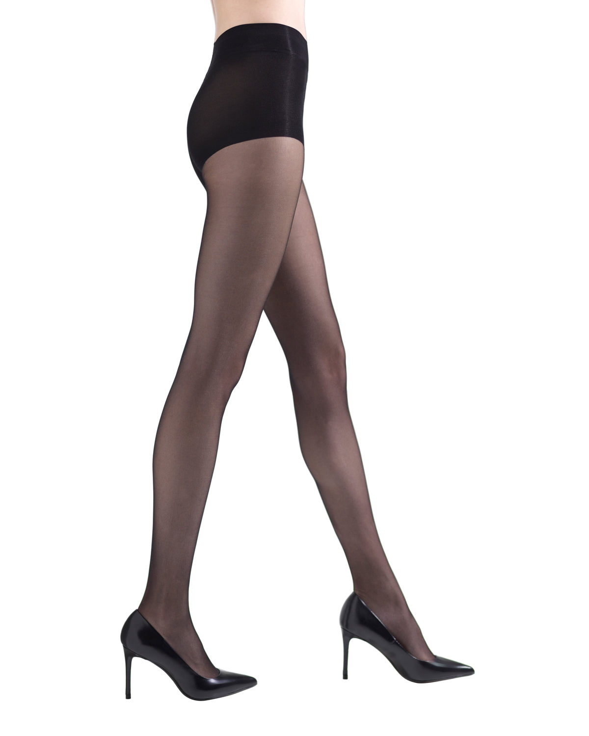 Women's 2 Pair Pack Shimmer Sheer Control Top Tights : Color: Black