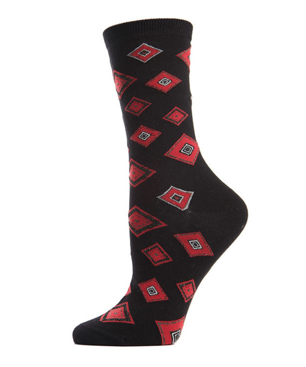 Natori Obi Fashion Cotton Blend Crew Socks : Color: Black