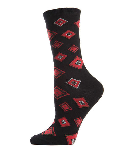 Natori Obi Fashion Cotton Blend Crew Socks : Color: Black