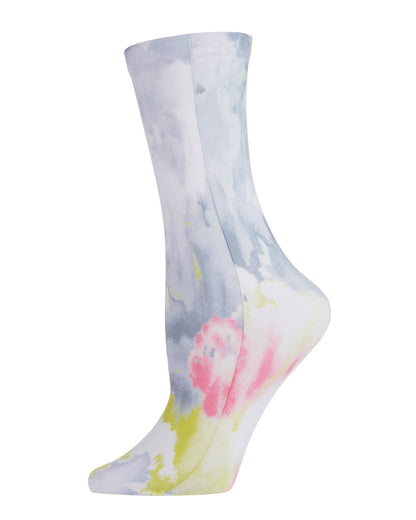 Brushstroke Printed Abstract Breathable Crew Sock : Color: Gray