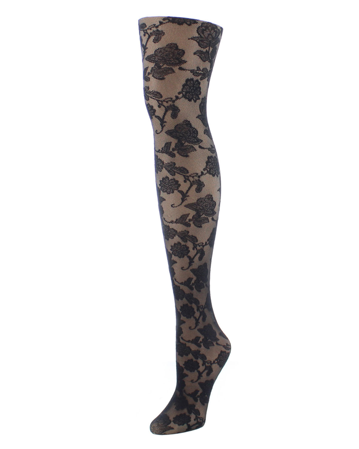 Women's Asya Rose Nylon Fashion Tights : Color: Black