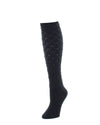 Variegated Knit Schiffli Knee High Sock : Color: Black
