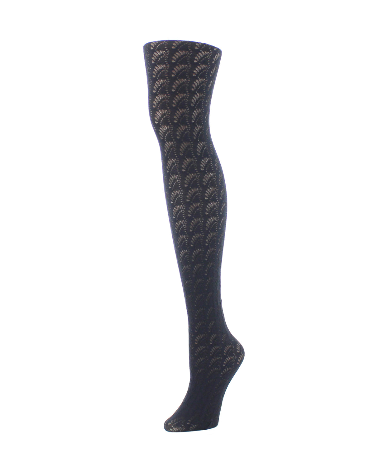 Women's Natori Deco Fan Opaque Tights : Color: Black