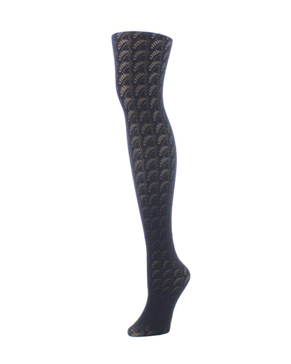 Women's Natori Deco Fan Opaque Tights : Color: Black